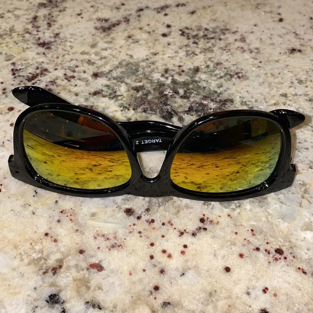 Black sunglasses 🕶 Target shades orange iridescent lenses black plastic frame​​